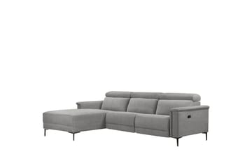 Hjørnesofa 3-personers Lund Lys Grå, Belfast stof, Venstre Manuel Tilbagelæner
