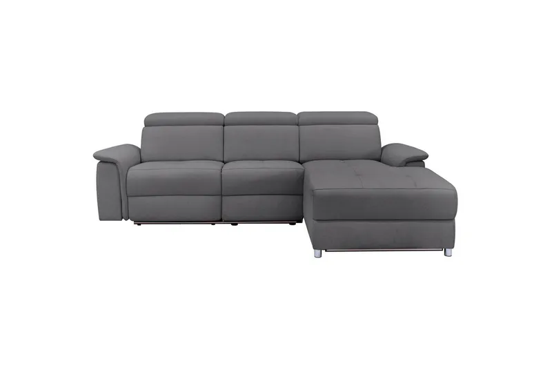 Hjørnesofa 3-personers Pareli Antracit, Søndagsstof, Højre elektrisk liggestol - Antracit, Søndagsstof, Højre elektrisk liggestol - Møbler - Sofaer - Recliner sofaer