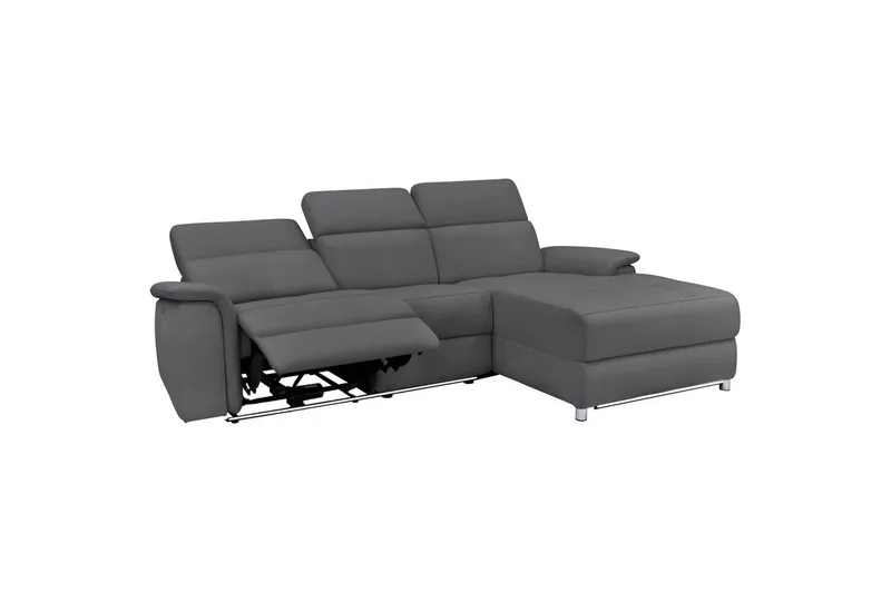 Hjørnesofa 3-personers Pareli Antracit, Søndagsstof, Højre manuel liggestol - Antracit, Søndagsstof, Højre manuel liggestol - Møbler - Sofaer - Recliner sofaer