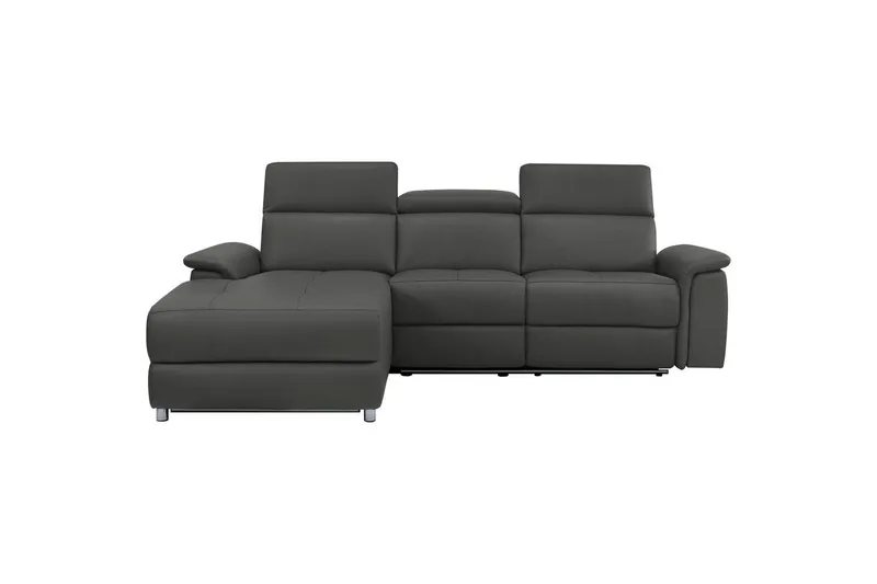 Hjørnesofa 3-personers Pareli Sort, PU, Venstre Elektrisk Tilbagelæner - Sort, PU, Venstre Elektrisk Tilbagelæner - Møbler - Sofaer - Lædersofaer