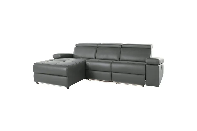 Hjørnesofa 3-personers Rayland Grå, PU, Venstre Manuel Tilbagelæner - Grå, PU, Venstre Manuel Tilbagelæner - Møbler - Sofaer - Lædersofaer