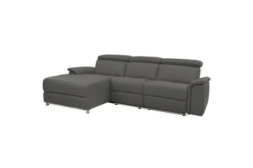 Hjørnesofa 3-personers Pareli Grå, Læder/PU, Venstre Manuel Tilbagelæner