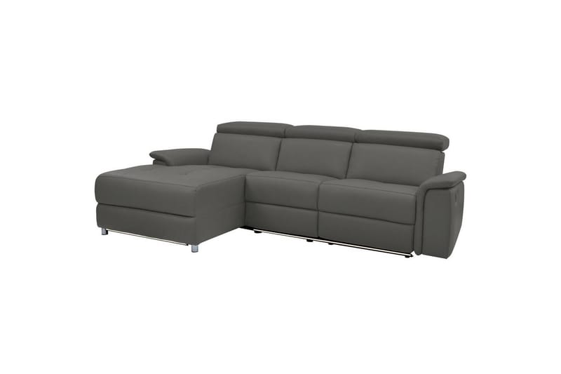 Hjørnesofa 3-personers Pareli Grå, Læder/PU, Venstre Manuel Tilbagelæner - Grå, Læder/PU, Venstre Manuel Tilbagelæner - Møbler - Sofaer - Lædersofaer