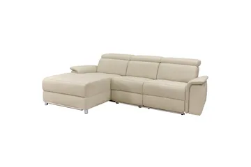 Hjørnesofa 3-personers Pareli Hvid, Søndagsstof, Venstre Manuel Tilbagelæner