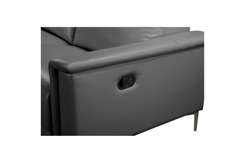 Hjørnesofa 3-personers Lund Grå, PU, Venstre Manuel Tilbagelæner - Grå, PU, Venstre Manuel Tilbagelæner - Møbler - Sofaer - Lædersofaer