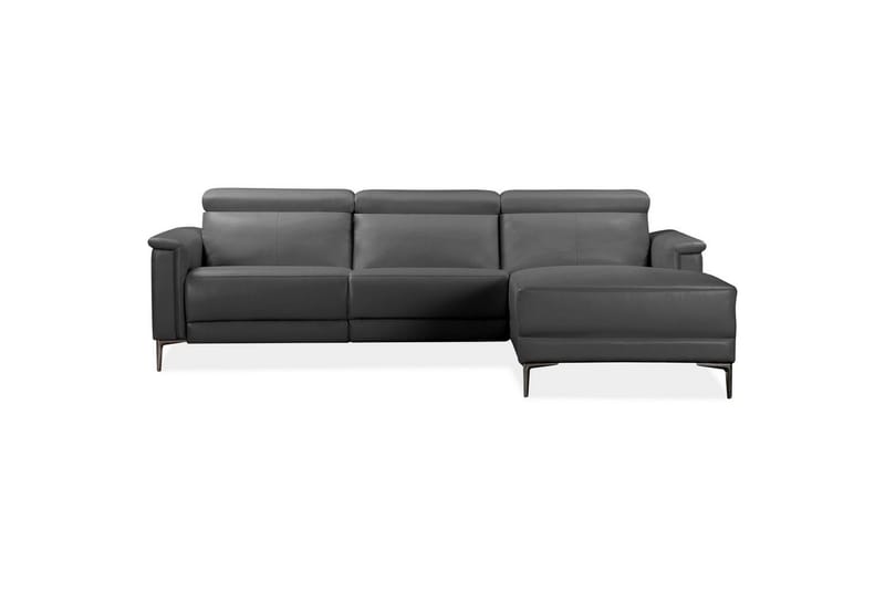 Hjørnesofa 3-personers Lund Grå, Læder/PU, Højre manuel liggestol - Grå, Læder/PU, Højre manuel liggestol - Møbler - Sofaer - Lædersofaer