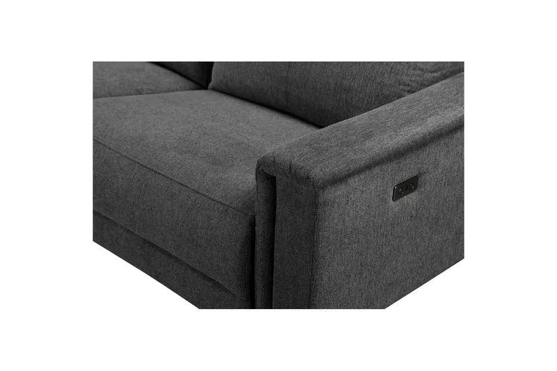 Hjørnesofa 3-personers Lund Antracit, Belfast stof, Venstre Elektrisk Tilbagelæner - Antracit, Belfast stof, Venstre Elektrisk Tilbagelæner - Møbler - Sofaer - Recliner sofaer