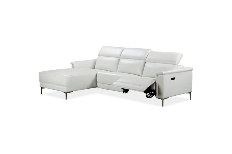 Hjørnesofa 3-personers Lund Creme, PU, Venstre Elektrisk Tilbagelæner - Creme, PU, Venstre Elektrisk Tilbagelæner - Møbler - Sofaer - Lædersofaer