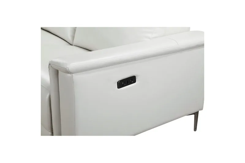 Hjørnesofa 3-personers Lund Creme, PU, Venstre Elektrisk Tilbagelæner - Creme, PU, Venstre Elektrisk Tilbagelæner - Møbler - Sofaer - Lædersofaer