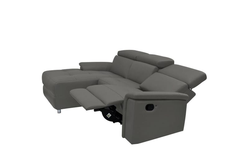 Hjørnesofa 3-personers Pareli Grå, Læder/PU, Venstre Manuel Tilbagelæner - Grå, Læder/PU, Venstre Manuel Tilbagelæner - Møbler - Sofaer - Lædersofaer