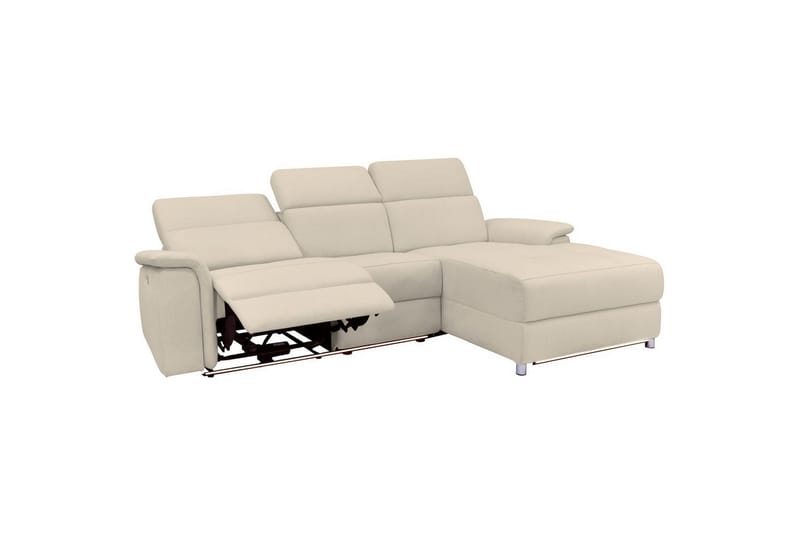 Hjørnesofa 3-personers Pareli Hvid, Søndagsstof, Højre manuel liggestol - Hvid, Søndagsstof, Højre manuel liggestol - Møbler - Sofaer - Recliner sofaer