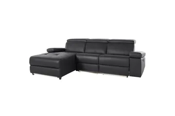 Hjørnesofa 3-personers Rayland Sort, PU, Venstre Manuel Tilbagelæner