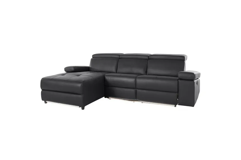 Hjørnesofa 3-personers Rayland Sort, PU, Venstre Manuel Tilbagelæner, Sort, PU, Venstre Manuel Tilbagelæner