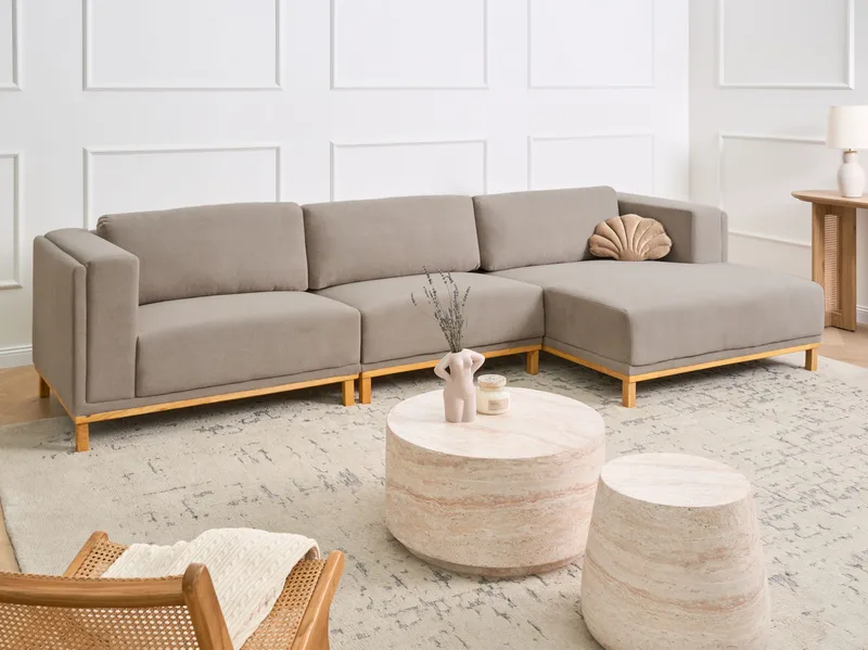 Hjørnesofa 5-personers Veng - Taupe - Møbler - Sofaer - Sofa med chaiselong