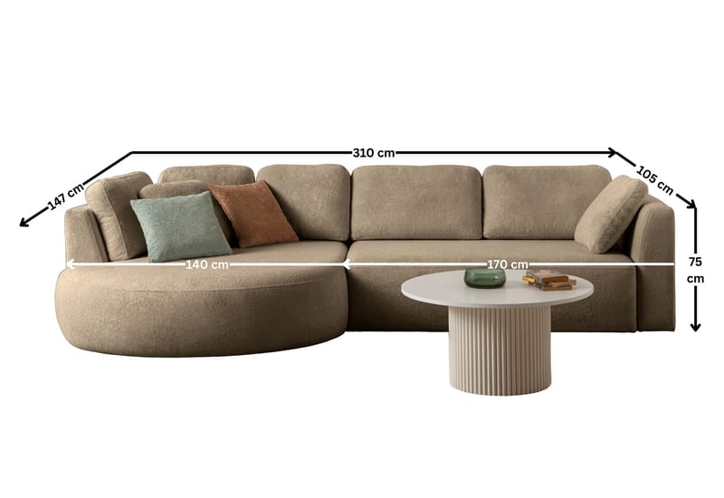 Hjørnesofa Atelier Del Sofa Venezia Venstre (310 x 75 x 105 cm) Brun - Brun - Møbler - Sofaer - Hjørnesofa