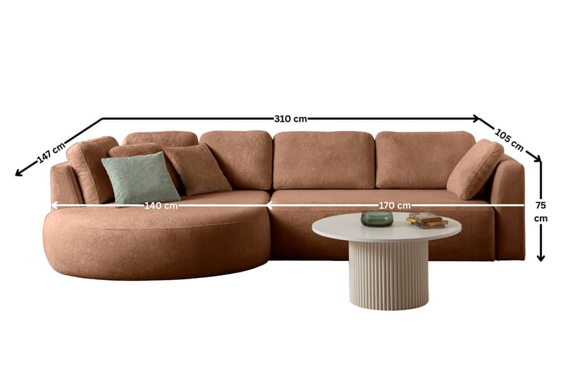 Hjørnesofa Atelier Del Sofa Venezia Venstre (310 x 75 x 105 cm) Mink - Mink - Møbler - Sofaer - Hjørnesofa
