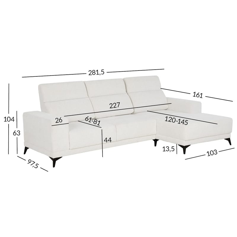 Hjørnesofa Ekorna Højre - Lys beige - Møbler - Sofaer - Hjørnesofa