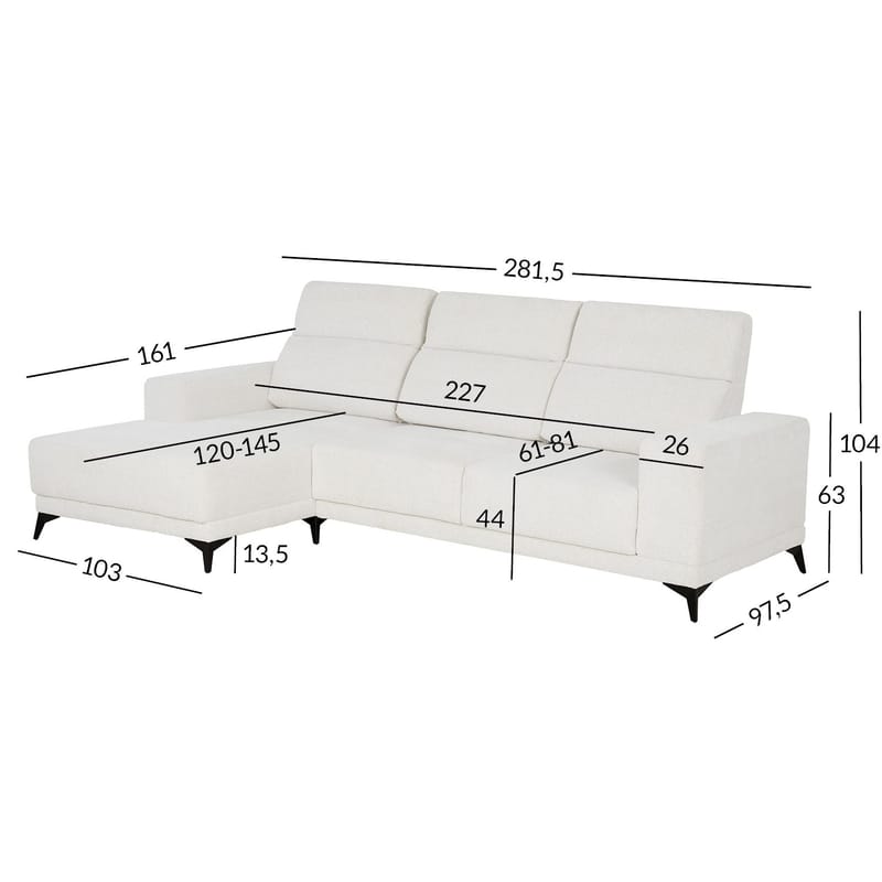 Hjørnesofa Ekorna Venstre - lys beige - Møbler - Sofaer - Hjørnesofa