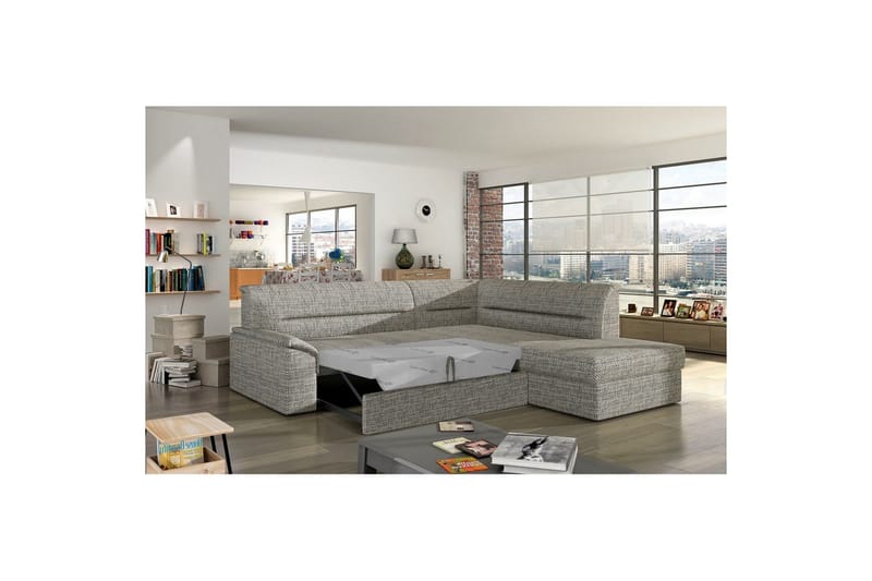 Hjørnesofa Eltap Elano 255x212x90 cm - Berlin 01, Grå, Højre - Møbler - Sofaer - Sovesofaer