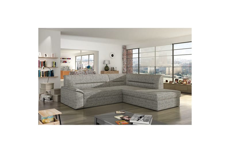 Hjørnesofa Eltap Elano 255x212x90 cm - Berlin 01, Grå, Højre - Møbler - Sofaer - Sovesofaer