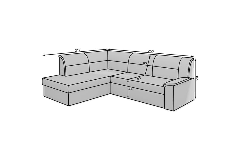 Hjørnesofa Eltap Elano 255x212x90 cm - Berlin 01, Grå, Venstre - Møbler - Sofaer - Sovesofaer