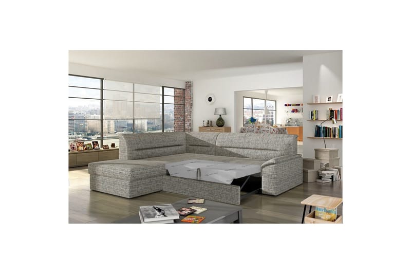 Hjørnesofa Eltap Elano 255x212x90 cm - Berlin 01, Grå, Venstre - Møbler - Sofaer - Sovesofaer