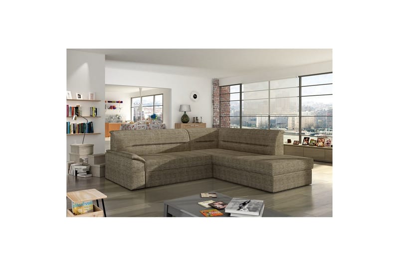Hjørnesofa Eltap Elano 255x212x90 cm - Berlin 03, Beige, Højre - Møbler - Sofaer - Sovesofaer