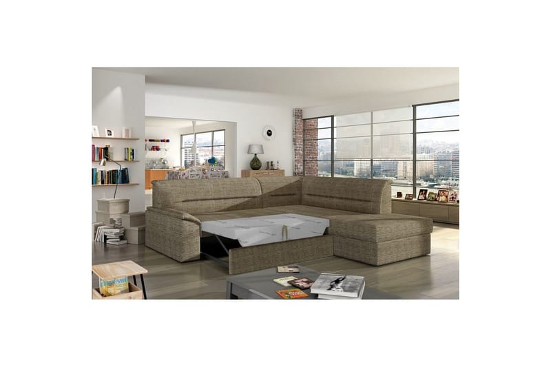 Hjørnesofa Eltap Elano 255x212x90 cm - Berlin 03, Beige, Højre - Møbler - Sofaer - Sovesofaer