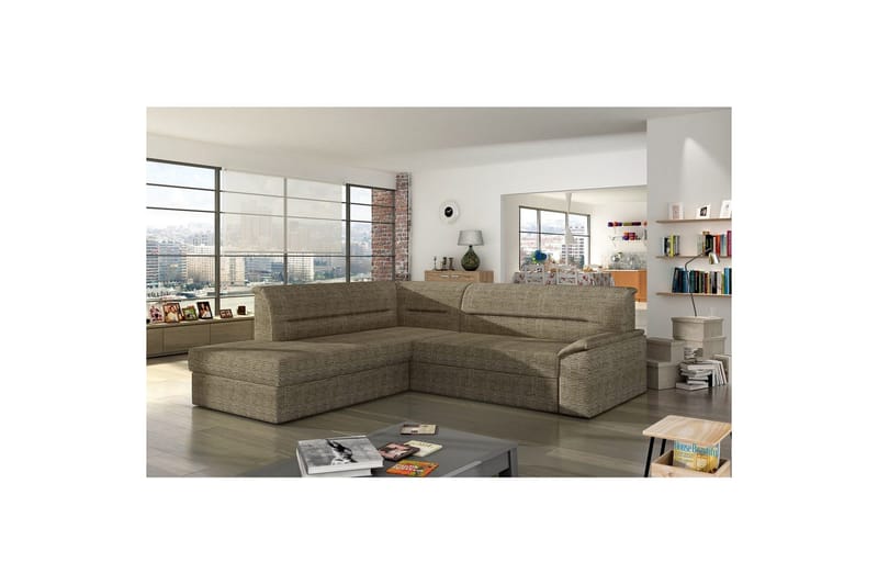 Hjørnesofa Eltap Elano 255x212x90 cm - Berlin 03, Beige, Venstre - Møbler - Sofaer - Sovesofaer