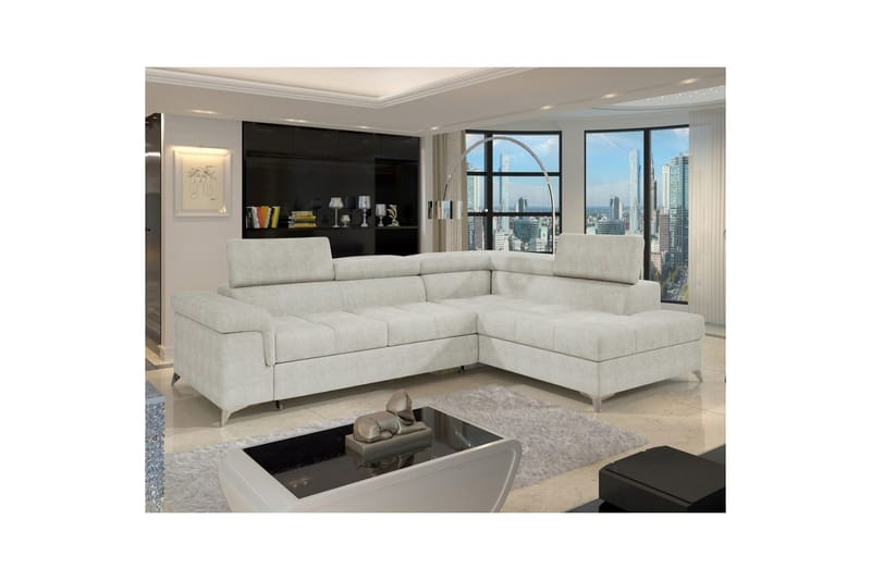 Hjørnesofa Eltap Eridano 275x202x88 cm - Amore 01, Hvid, Højre - Møbler - Sofaer - Sovesofaer