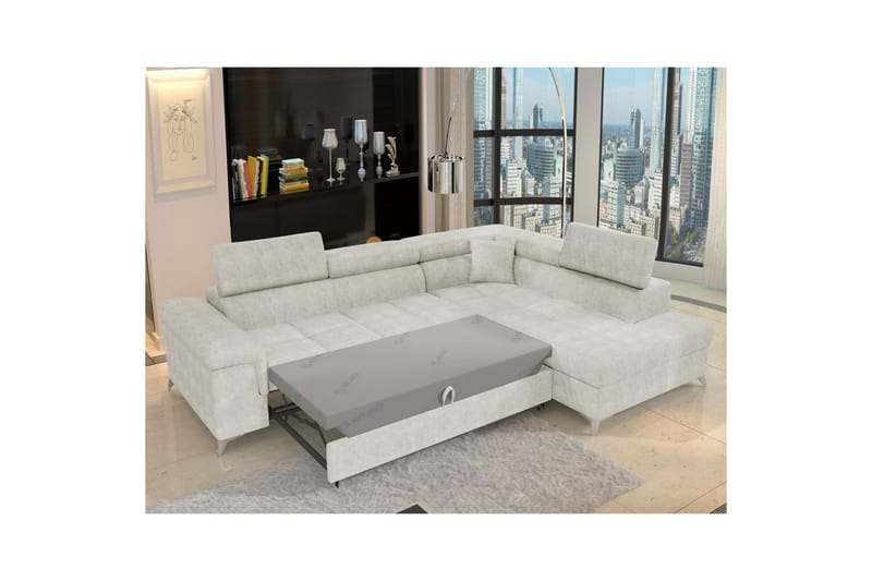 Hjørnesofa Eltap Eridano 275x202x88 cm - Amore 01, Hvid, Højre - Møbler - Sofaer - Sovesofaer
