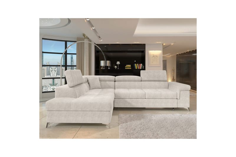 Hjørnesofa Eltap Eridano 275x202x88 cm - Amore 01, Hvid, Venstre - Møbler - Sofaer - Sovesofaer
