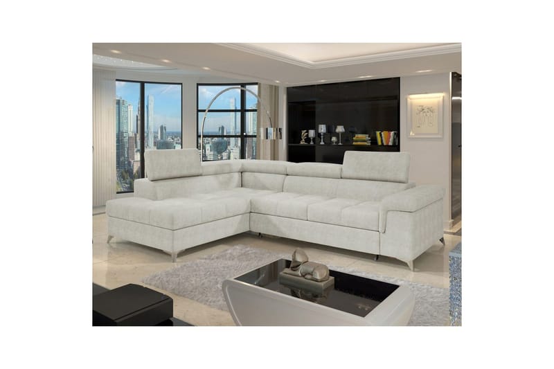Hjørnesofa Eltap Eridano 275x202x88 cm - Amore 01, Hvid, Venstre - Møbler - Sofaer - Sovesofaer