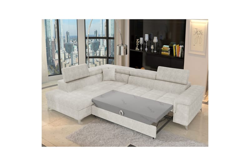 Hjørnesofa Eltap Eridano 275x202x88 cm - Amore 01, Hvid, Venstre - Møbler - Sofaer - Sovesofaer