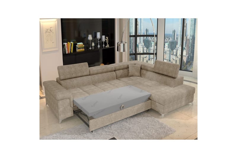 Hjørnesofa Eltap Eridano 275x202x88 cm - Amore 18, Beige, Højre - Møbler - Sofaer - Sovesofaer