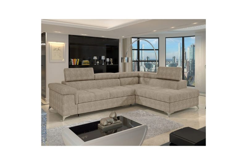 Hjørnesofa Eltap Eridano 275x202x88 cm - Amore 18, Beige, Højre - Møbler - Sofaer - Sovesofaer