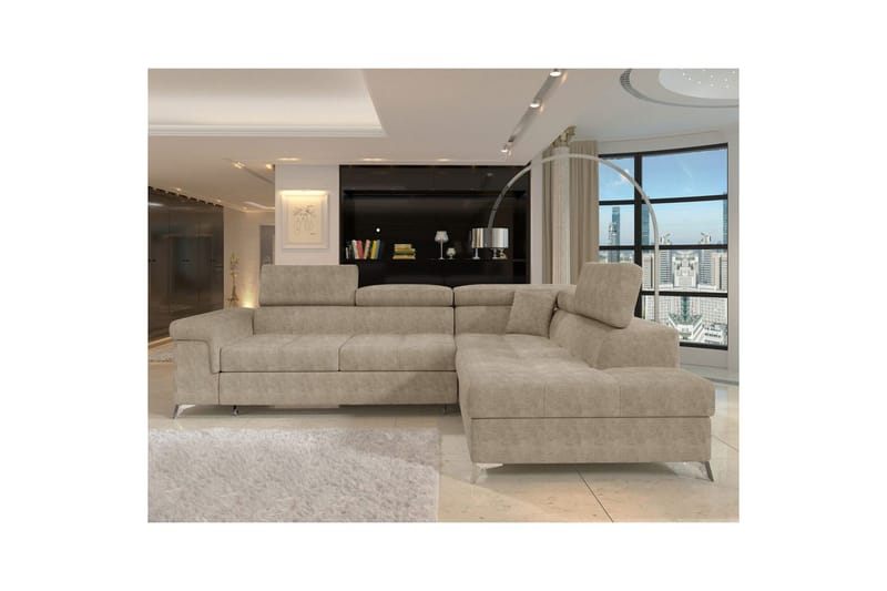 Hjørnesofa Eltap Eridano 275x202x88 cm - Amore 18, Beige, Højre - Møbler - Sofaer - Sovesofaer