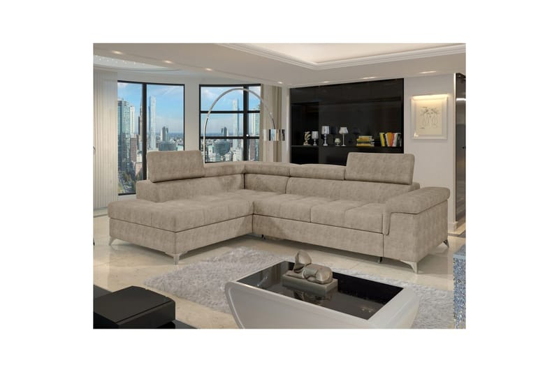 Hjørnesofa Eltap Eridano 275x202x88 cm - Amore 18, Beige, Venstre - Møbler - Sofaer - Sovesofaer