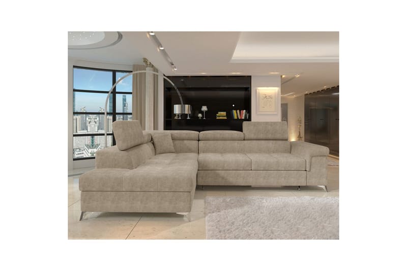 Hjørnesofa Eltap Eridano 275x202x88 cm - Amore 18, Beige, Venstre - Møbler - Sofaer - Sovesofaer