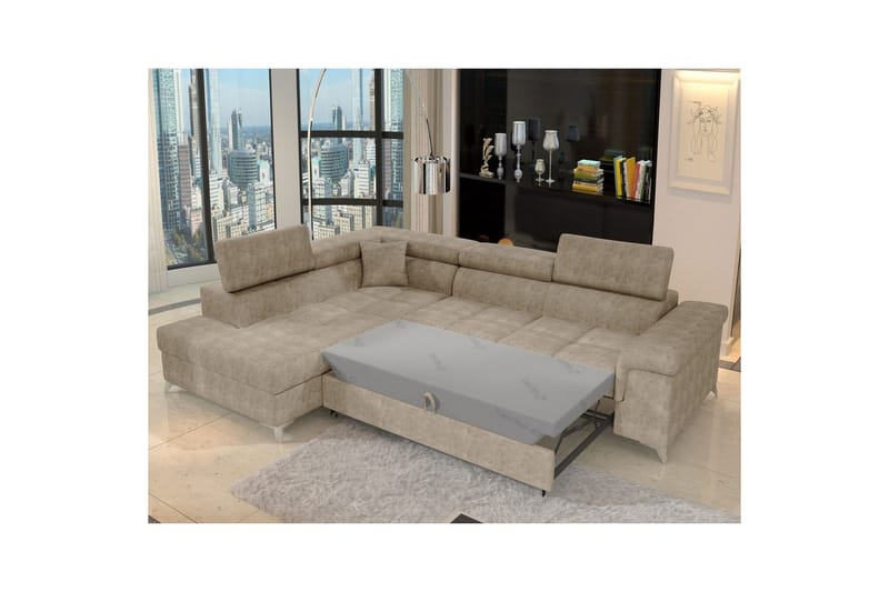 Hjørnesofa Eltap Eridano 275x202x88 cm - Amore 18, Beige, Venstre - Møbler - Sofaer - Sovesofaer