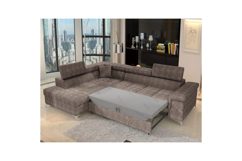 Hjørnesofa Eltap Eridano 275x202x88 cm - Amore 20, Mørk Beige, Venstre - Møbler - Sofaer - Sovesofaer