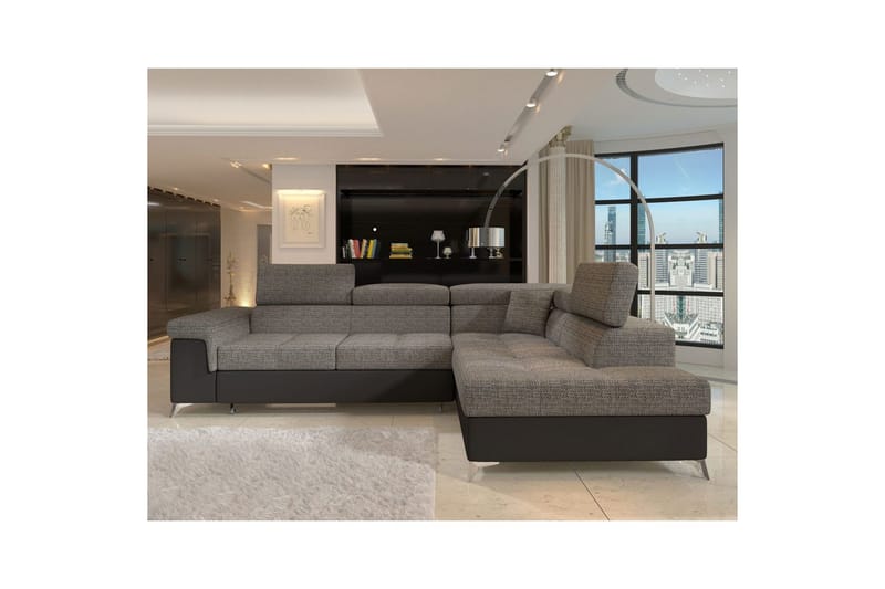 Hjørnesofa Eltap Eridano 275x202x88 cm - Berlin 01, Blød 11, Grå, Sort, Højre - Møbler - Sofaer - Sovesofaer
