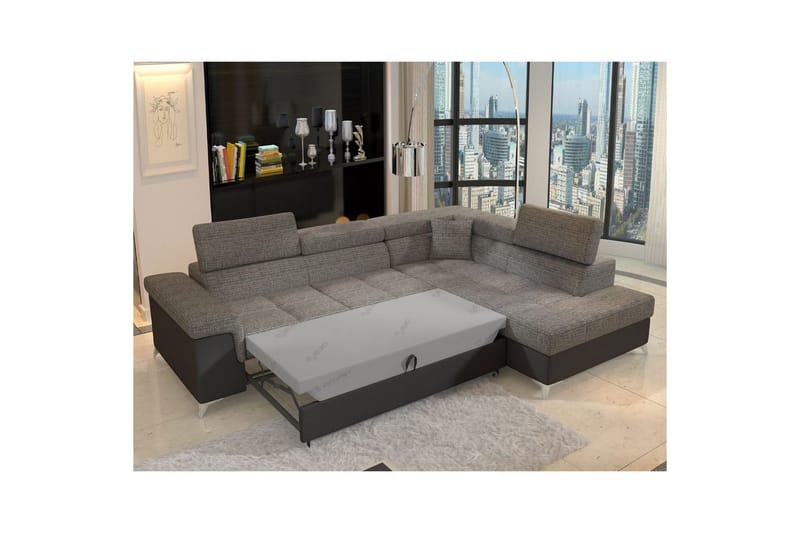 Hjørnesofa Eltap Eridano 275x202x88 cm - Berlin 01, Blød 11, Grå, Sort, Højre - Møbler - Sofaer - Sovesofaer