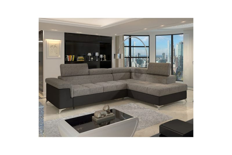Hjørnesofa Eltap Eridano 275x202x88 cm - Berlin 01, Blød 11, Grå, Sort, Højre - Møbler - Sofaer - Sovesofaer