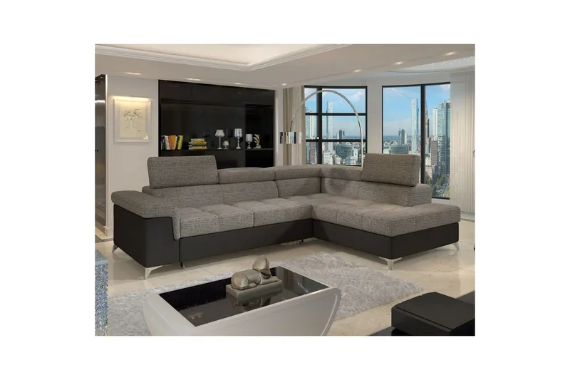 Hjørnesofa Eltap Eridano 275x202x88 cm - Berlin 01, Blød 11, Grå, Sort, Højre - Møbler - Sofaer - Sovesofaer