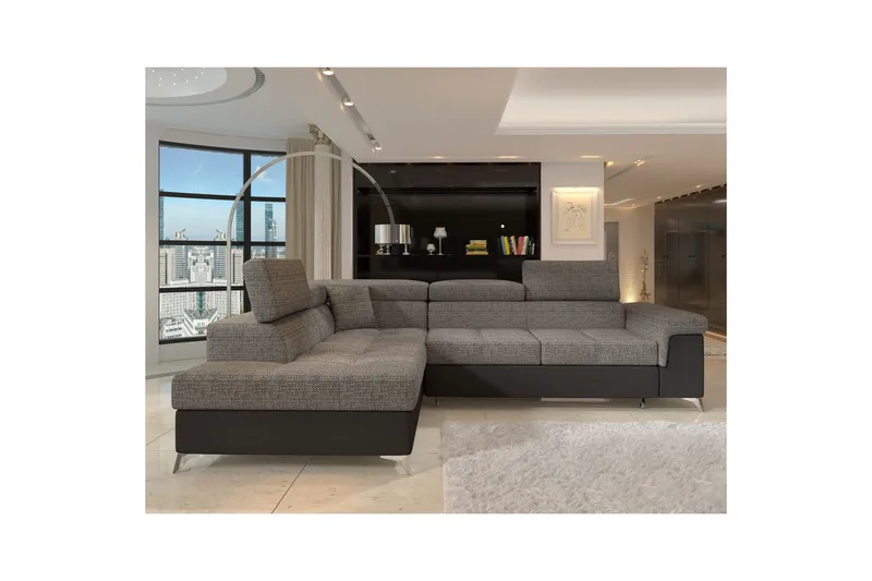 Hjørnesofa Eltap Eridano 275x202x88 cm - Berlin 01, Blød 11, Grå, Sort, Venstre - Møbler - Sofaer - Sovesofaer