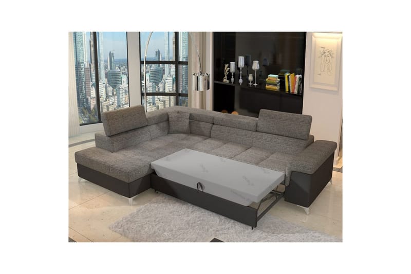 Hjørnesofa Eltap Eridano 275x202x88 cm - Berlin 01, Blød 11, Grå, Sort, Venstre - Møbler - Sofaer - Sovesofaer