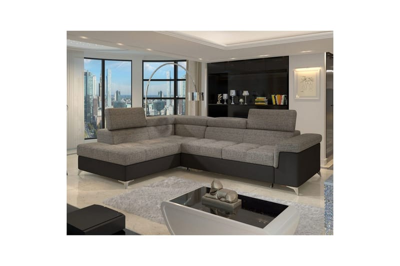 Hjørnesofa Eltap Eridano 275x202x88 cm - Berlin 01, Blød 11, Grå, Sort, Venstre - Møbler - Sofaer - Sovesofaer