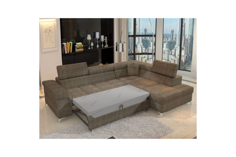 Hjørnesofa Eltap Eridano 275x202x88 cm - Berlin 03, Beige, Højre - Møbler - Sofaer - Sovesofaer