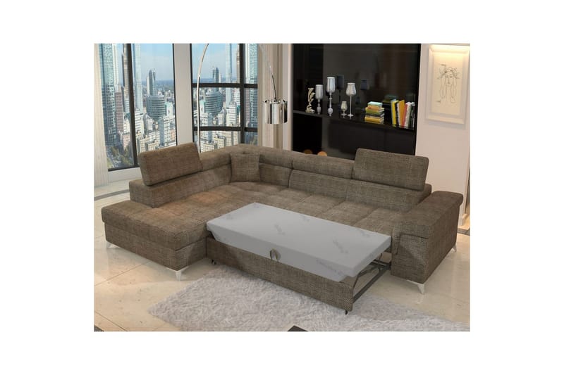 Hjørnesofa Eltap Eridano 275x202x88 cm - Berlin 03, Beige, Venstre - Møbler - Sofaer - Sovesofaer